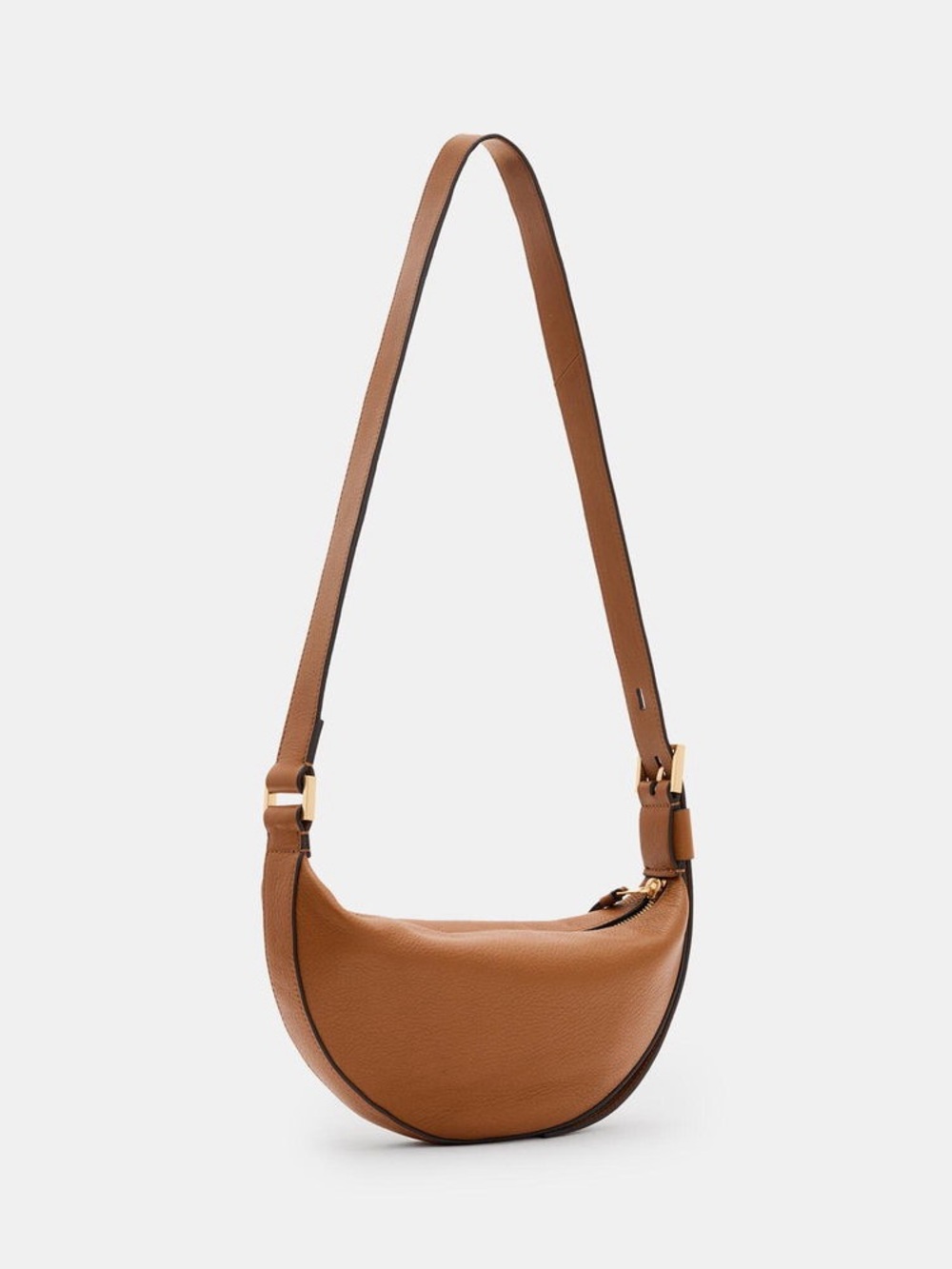 All Saints Tan Crescent Leather Shoulder Bag